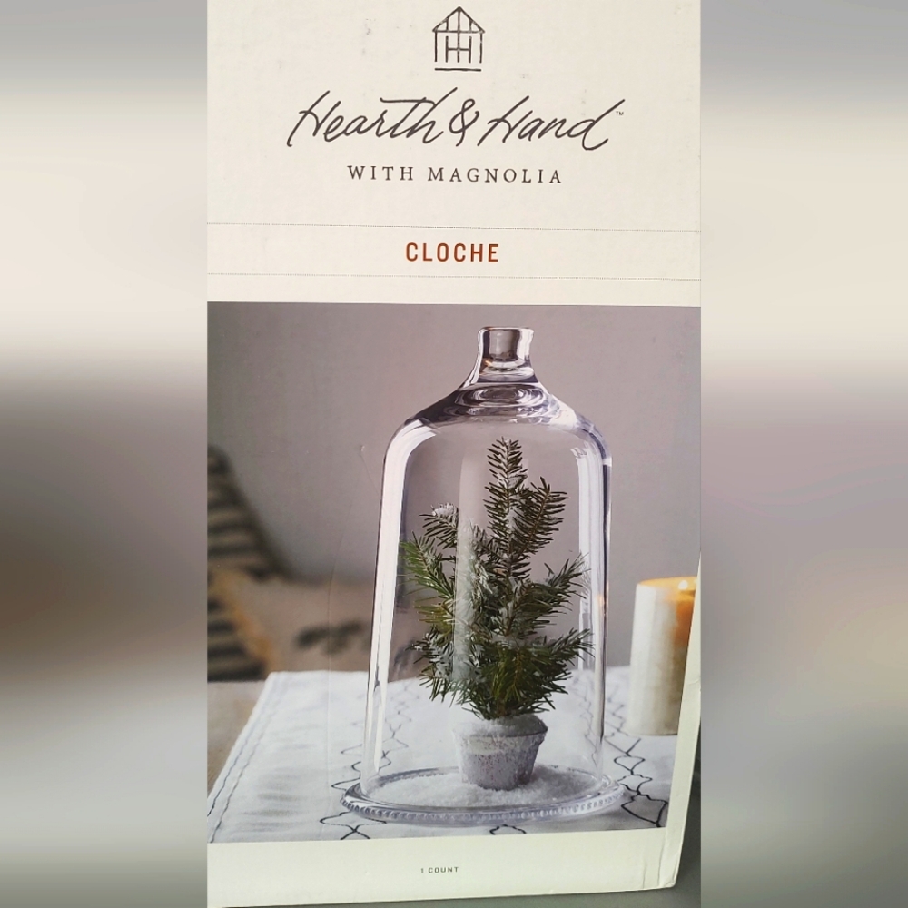 Hearth & Hand Magnolia Glass Dome Cloche With Box 12 Inch New decor New